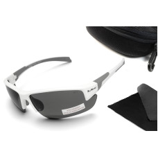 Окуляри поляризаційні захисні BluWater Samson-3 Z87.1 White Polarized (gray), сірі в біло-сірій оправі