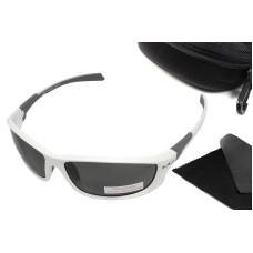 Окуляри поляризаційні захисні BluWater Samson Z87.1 White Polarized (gray), сірі в біло-сірій оправі