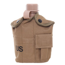 Фляга пластиковая US 1L с котелком, Coyote
