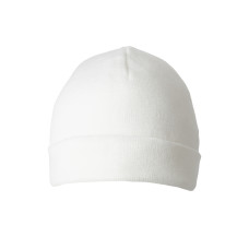 Шапка вязаная на флисе с отворотом, White