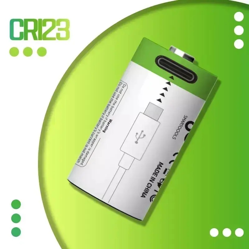 Акумуляторна батарея CR123A (CR123, 123A, 123, 16340) з роз'ємом TYPE-C, Green, 1шт