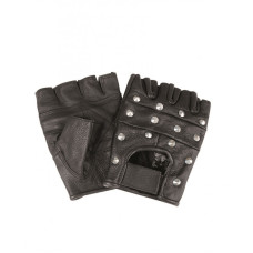 Перчатки байкерские обрезанные с клёпками (Black)