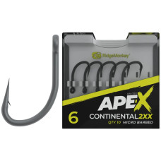 Крючок карповый RidgeMonkey Ape-X Continental 2XX с бородкой #6 (10 шт/уп)