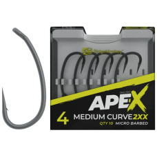 Крючок карповый RidgeMonkey Ape-X Medium Curve 2XX с бородкой #4 (10 шт/уп)