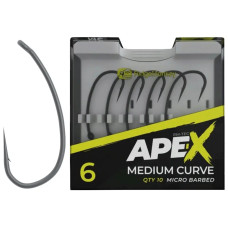 Крючок карповый RidgeMonkey Ape-X Medium Curve с бородкой #8 (10 шт/уп)
