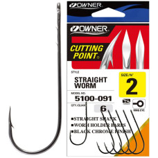 Крючок Owner Straight Shank Worm 5100 #1/0 (6 шт/уп)