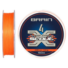 Шнур Brain Scout 4X 150m (fluoro Orange) 0.183mm 11.9kg