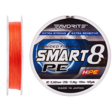 Шнур Favorite Smart PE 8x 150м (red orange) #2/0.242mm 25lb/13.8kg
