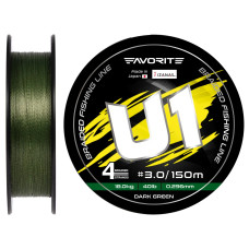 Шнур Favorite U1 PE 4x 150m (dark green) #3.0/0.296mm 40lb/18.0kg