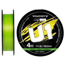 Шнур Favorite U1 PE 4x 150m (light green) #1.5/0.209mm 20lb/9.0kg