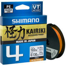 Шнур Shimano Kairiki 4 PE 150m (Hi-Vis Orange) 0.06mm 4.4kg
