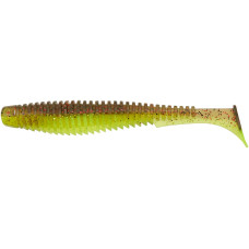 Силикон FishUP U-Shad 4' #203 - Green Pumpkin/Flo Chartreuse (8шт/уп)