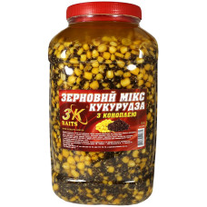 Зерновая смесь 3KBaits Зерновой Микс Кукуруза с Коноплей банка 5л