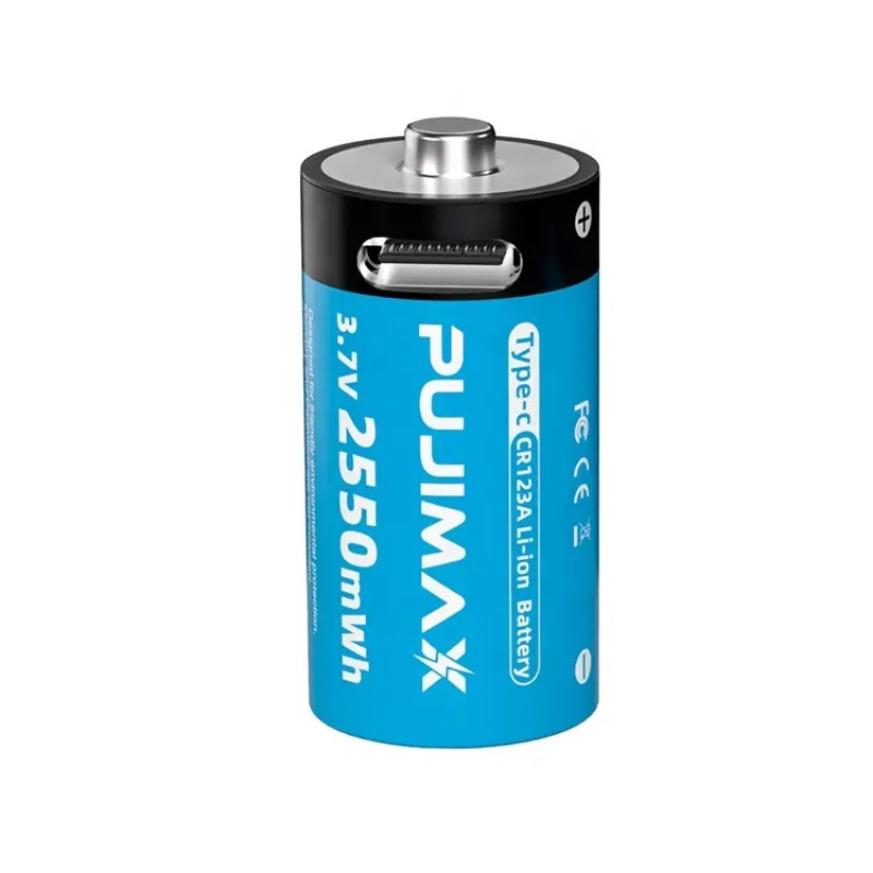 Акумуляторна батарея CR123A PUJIMAX 3,7v, 2550 mah Litium Type-C арт. PU-Cr123a