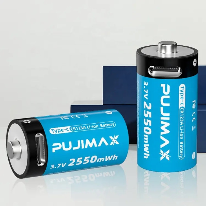 Акумуляторна батарея CR123A PUJIMAX 3,7v, 2550 mah Litium Type-C арт. PU-Cr123a