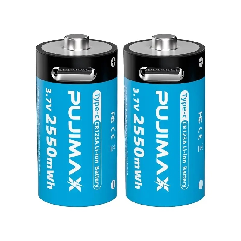 Акумуляторна батарея CR123A PUJIMAX 3,7v, 2550 mah Litium Type-C арт. PU-Cr123a