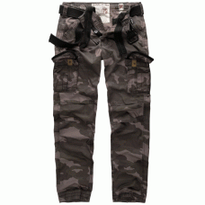 Брюки SURPLUS PREMIUM TROUSERS SLIMMY, [1150] Black camo, Surplus Raw Vintage®