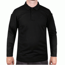 Футболка Поло тактическая с длинным рукавом TACTICAL LONG SLEEVE POLO SHIRT QUICK DRY Black