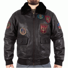Куртка льотна шкіряна Sturm Mil-Tec Flight Jacket Top Gun Leather with Fur Collar Black