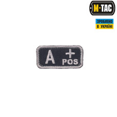 M-Tac нашивка группа крови A+ Pos черно-серая