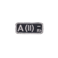 M-Tac нашивка группа крови A(II) Rh- черно-серая