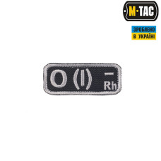 M-Tac нашивка группа крови O(I) Rh- черно-серая