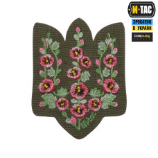 M-Tac нашивка Тризуб рожеві Мальви (вишивка) Ranger Green