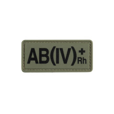 Нашивка группа крови AB(IV) Rh(+) PVC 25х60 Olive