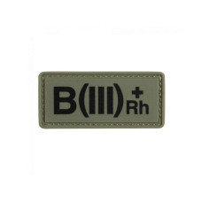 Нашивка группа крови B(III) Rh(+) PVC 25х60 Olive