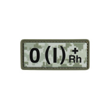 Нашивка группа крови O(I) Rh(+) PVC 25х60 MM14