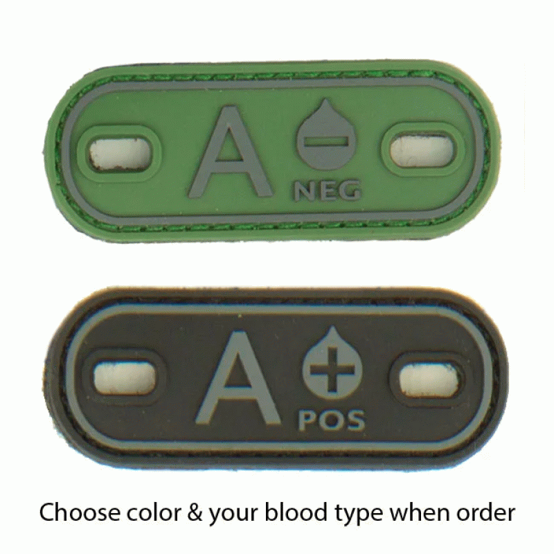 Шеврон гумовий на липучці P1G-Tac група крові Blood Type (2 шт. в компл.)