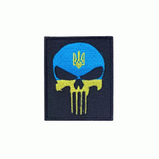 Шеврон вишитий Каратель прямокутний з гербом на липучці (Black)