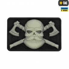 M-Tac нашивка Bearded Skull 3D PVC Black/GID (сорт 2)