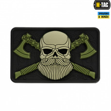 M-Tac нашивка Bearded Skull 3D PVC Black/Olive (сорт 2)