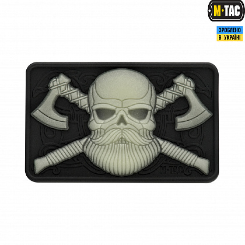 M-Tac нашивка Bearded Skull 3D PVC Black/GID
