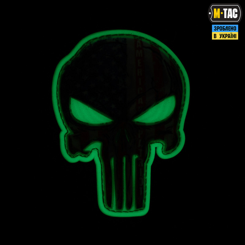 M-Tac нашивка Punisher білий GID