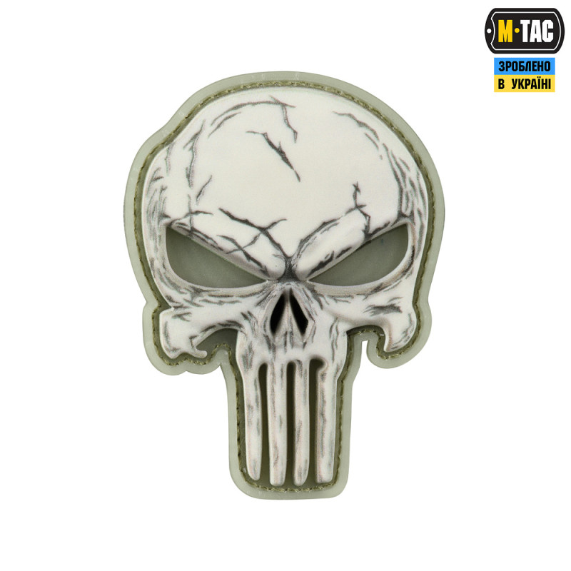 M-Tac нашивка Punisher білий GID