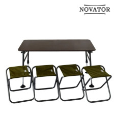 Стіл + 4 стільці комплект для кемпінгу Novator SET-3 (120х65)