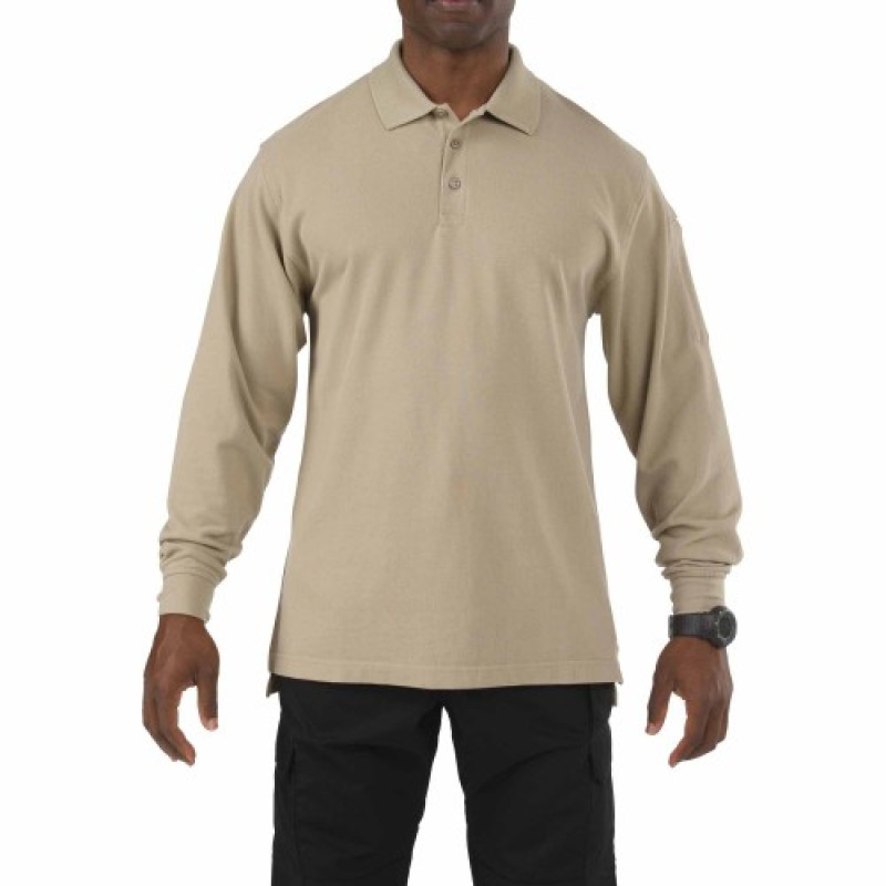 Футболка Поло тактическая с длинным рукавом 5.11 Tactical Professional Polo - Long Sleeve, Silver Tan