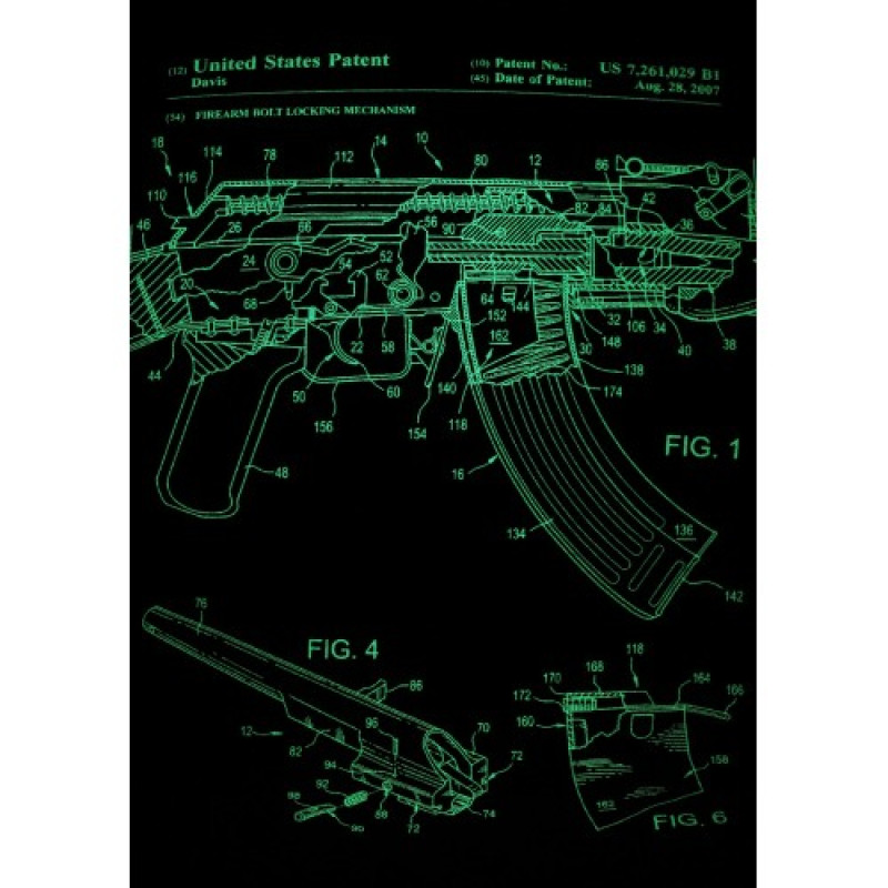 Футболка со светящимся рисунком AK-47 Rifle Legend NightGlow Series, Graphite