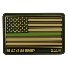 Нашивка 5.11 Tactical USA Flag Thin Green Line Patch