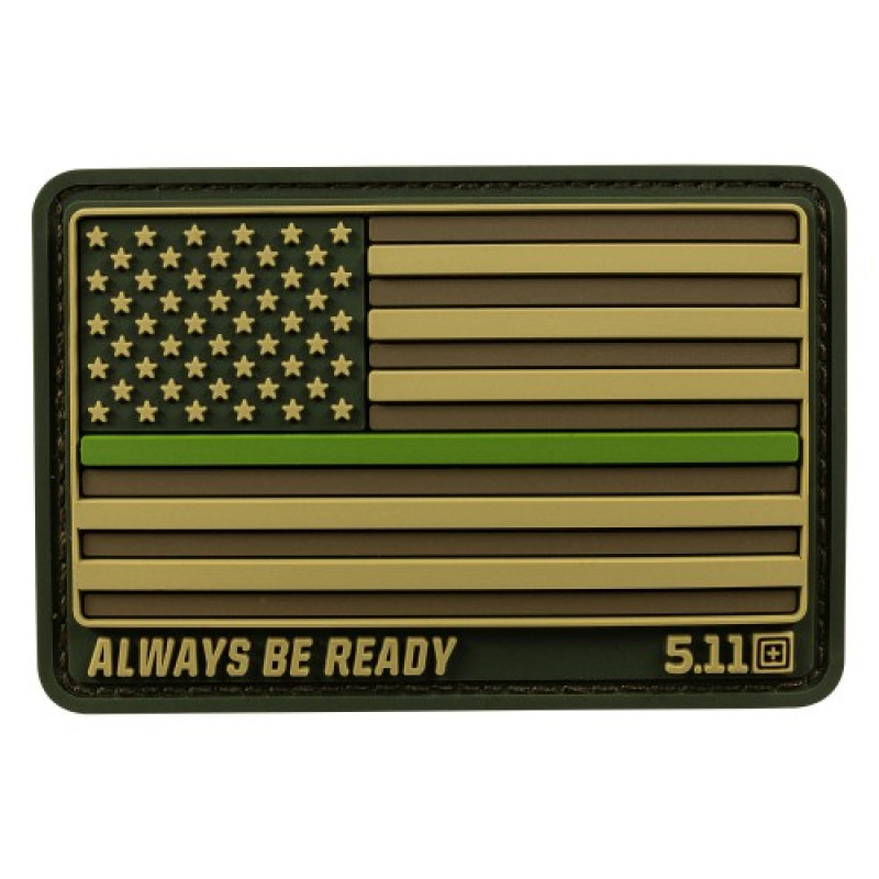 Нашивка 5.11 Tactical USA Flag Thin Green Line Patch