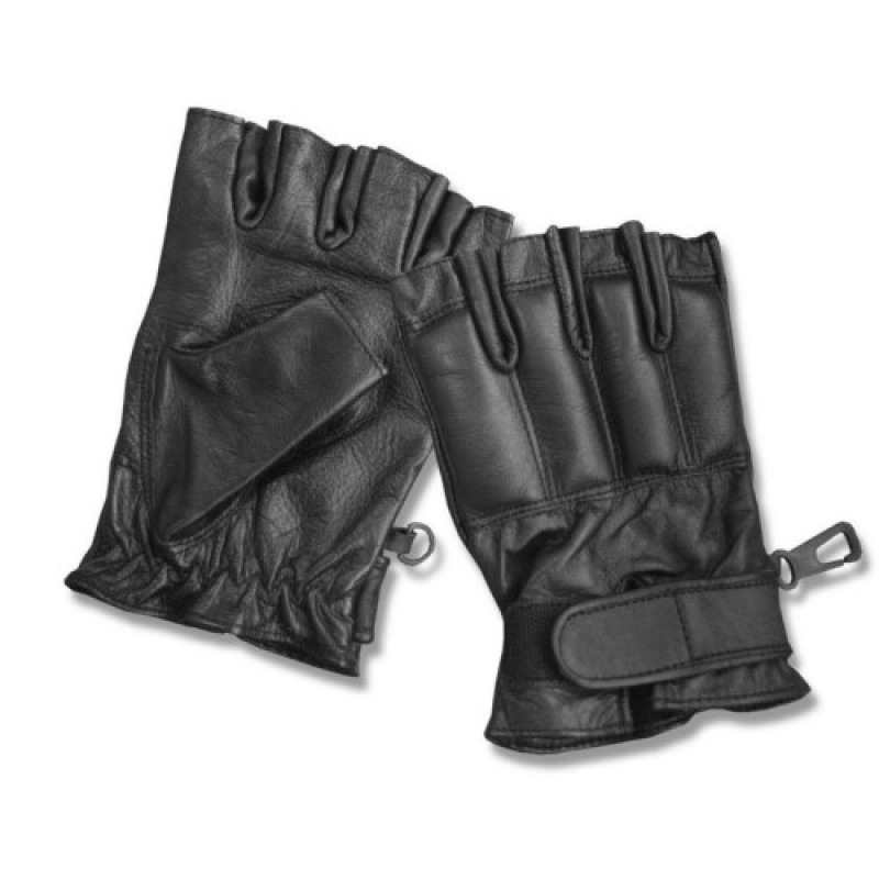 Перчатки тактические кожаные без пальцев DEFENDER, Black