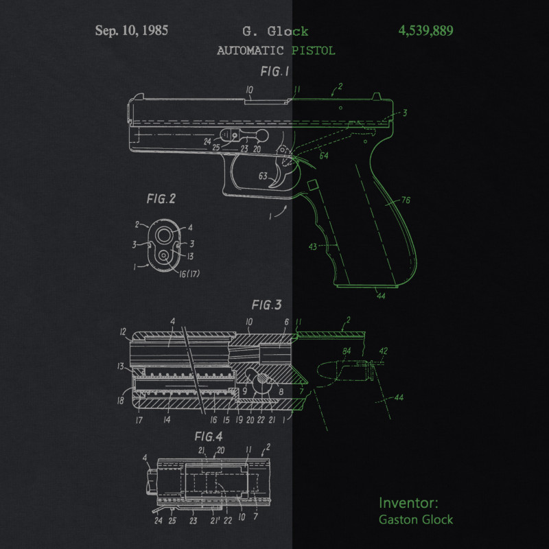Футболка с рисунком "GLOCK Pistol Legend" NightGlow Series арт. UA281-29891-GT-GK-NG