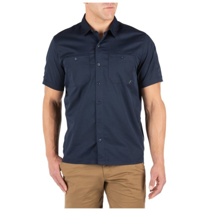 Рубашка тактическая с коротким рукавом 5.11 Tactical Flex-Tac® Twill Short Sleeve Shirt, Peacoat