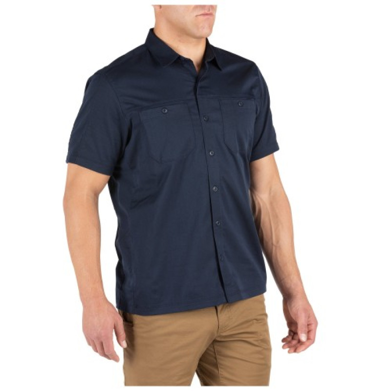 Рубашка тактическая с коротким рукавом 5.11 Tactical Flex-Tac® Twill Short Sleeve Shirt, Peacoat