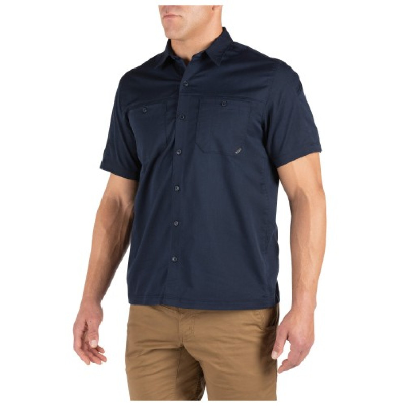 Рубашка тактическая с коротким рукавом 5.11 Tactical Flex-Tac® Twill Short Sleeve Shirt, Peacoat