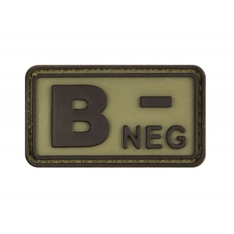 Шеврон резиновый группа крови B NEG- на липучке, Multi